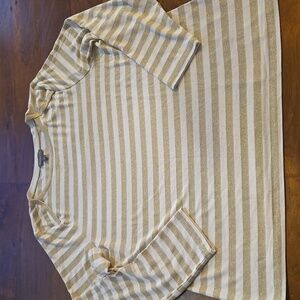 NWOT Style & Co Gold And White Striped Long Sleeve T-shirt Size XXL